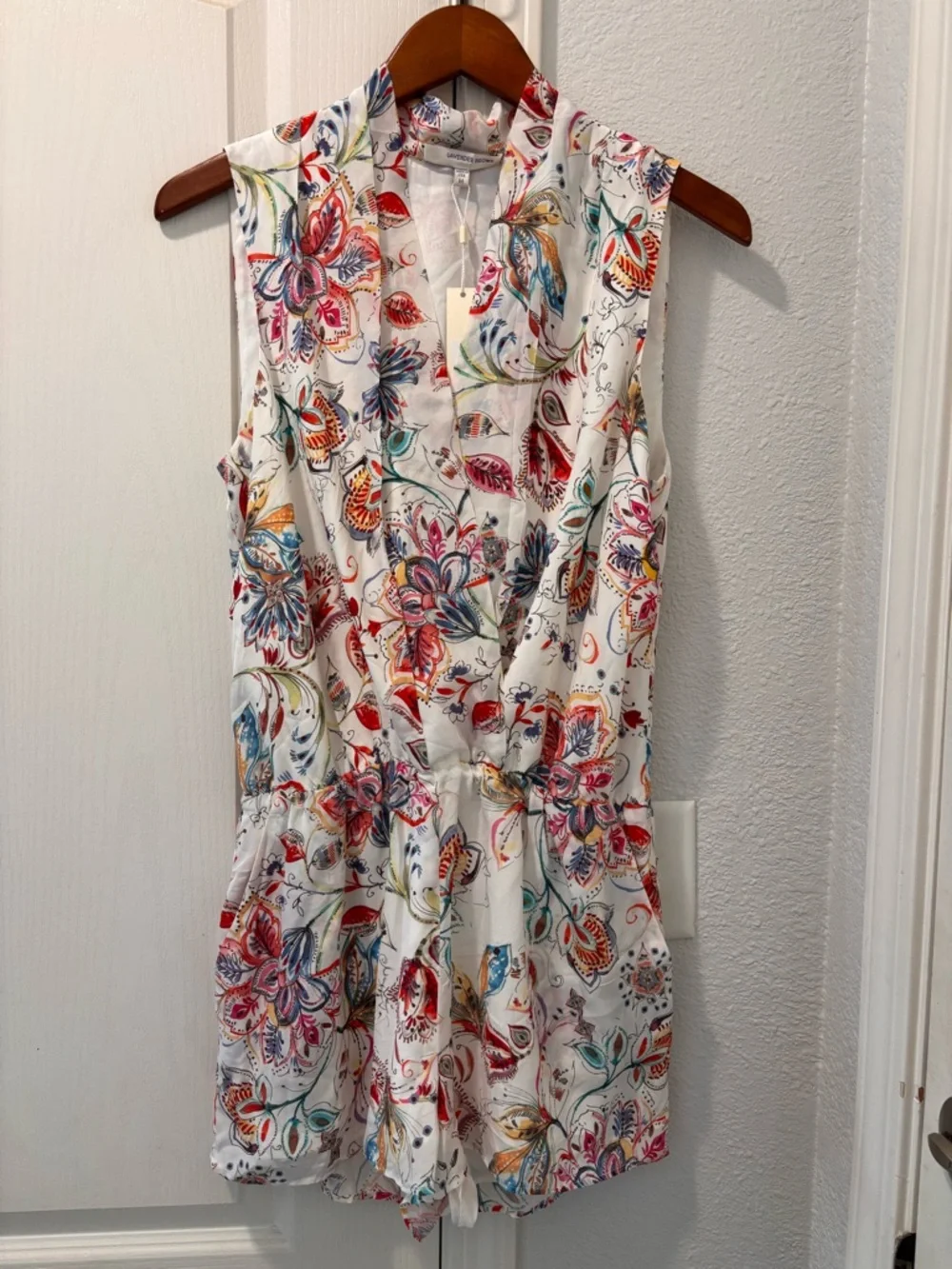 Lavender Brown 100% Silk Floral Romper – NWT | Boho Luxe | Size M - Picture 3 of 9
